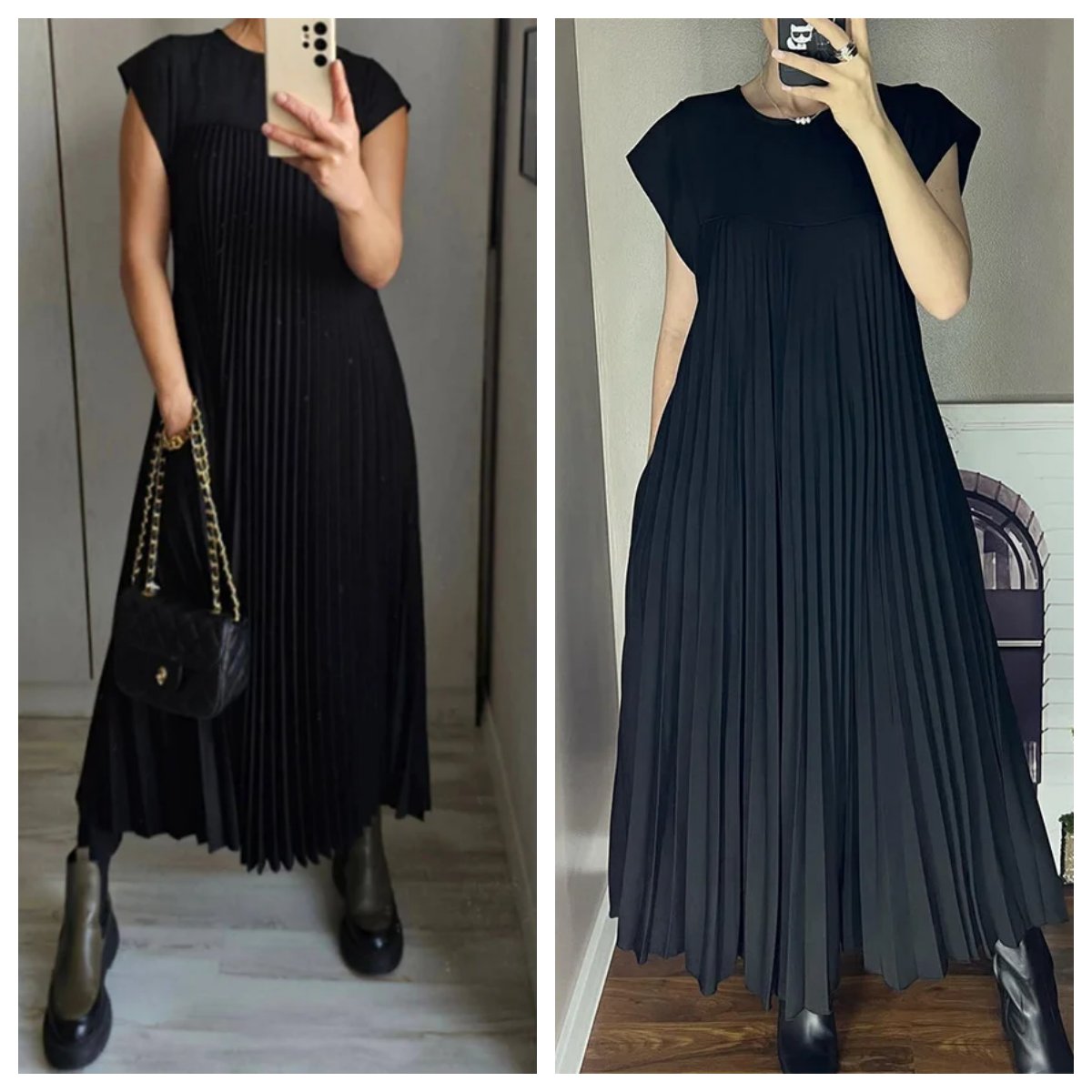 💕Dámské plisované šaty v jednobarevném provedení👗-TAB