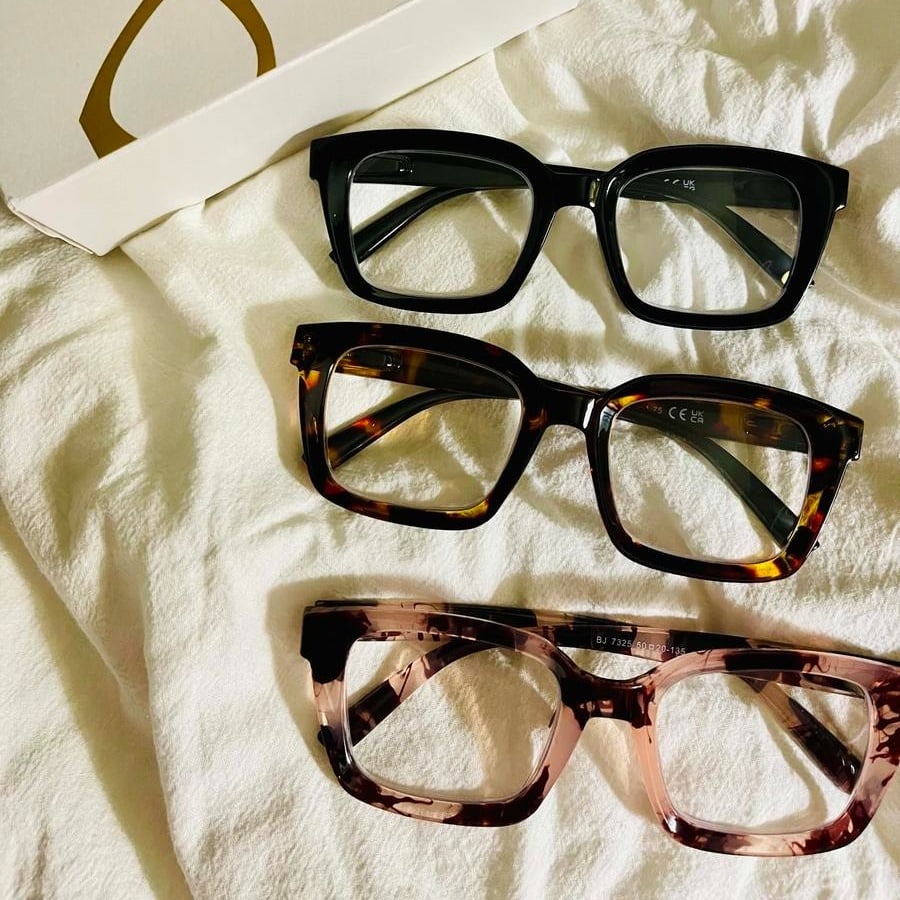 👓Balení 3 ks brýlí na čtení s želvovinou - velké čtvercové čtecí brýle s blokováním modrého světla