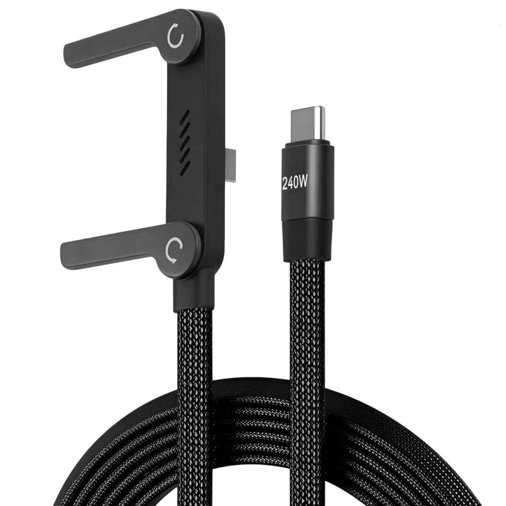 📱 240W opletený rychlonabíjecí kabel s vestavěným stojánkem na telefon - nový skládací odolný kabel USB-C typu C z roku 2026 (balení 2 kusů)