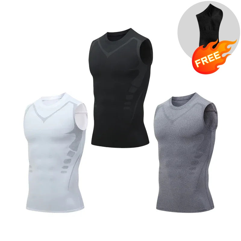 🔥💪 Časová promo sleva 50%! Pánský iontový tvarovací vesta, chladivá komprese ✨