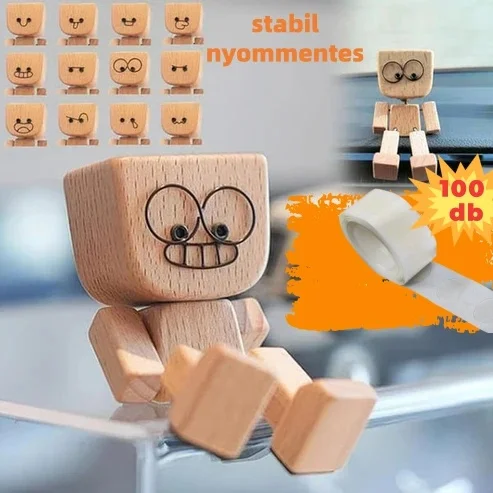 Rozkošná malá dřevěná figurka, která se pohybuje pomocí 12 různých výrazů obličeje.