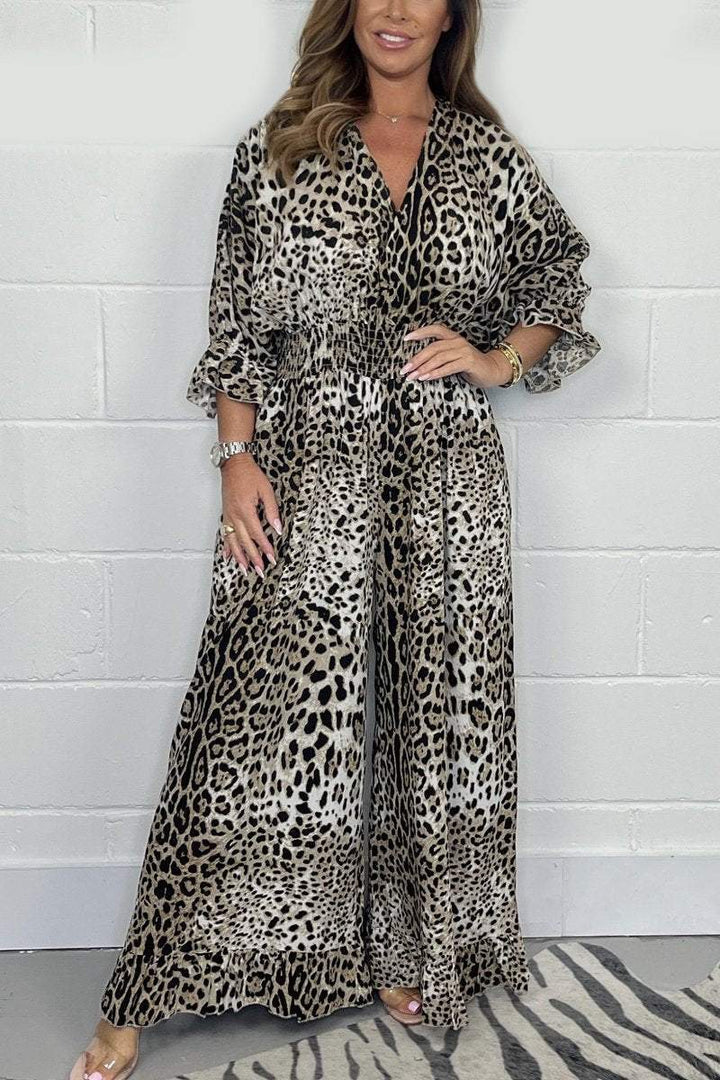🔥🐆Akce Last Day👗Leopardí volný overal s leopardím vzorem