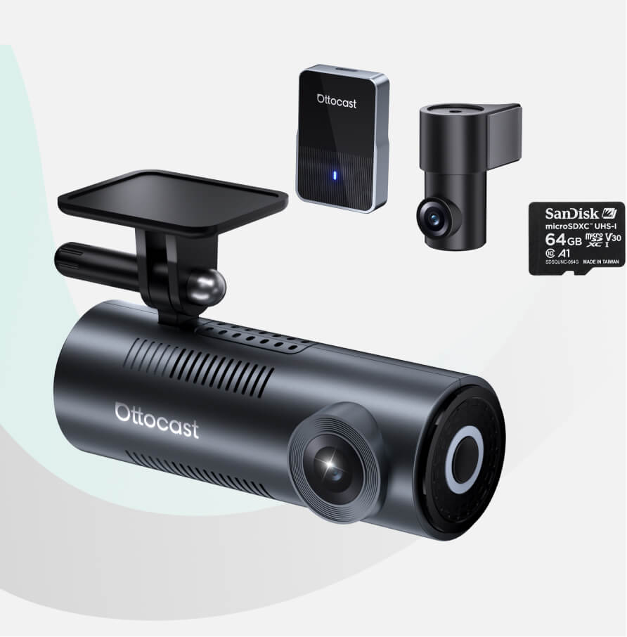 OttoSafe Cam 3 v 1 duální palubní kamera a bezdrátový adaptér CarPlay
