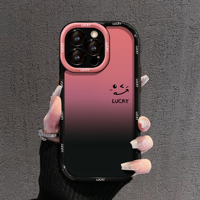 Matný gradientní kryt na iPhone – LOVE YOU & LUCKY Smiley Designs