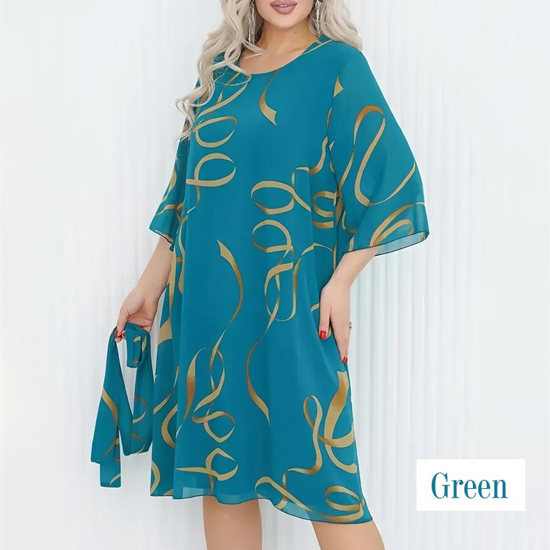 🌸Elegantní, volné midi šaty s volánovými rukávy