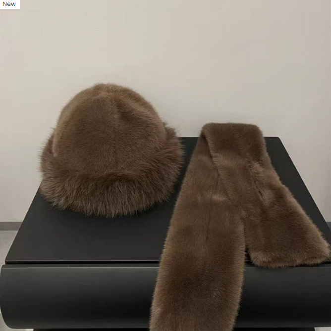 Zimní sada teplé šály a čepice z silné plyšové látky