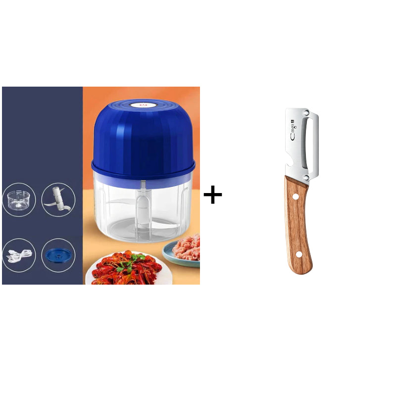 💥 Bezdrátový mini nůž na jídlo – dobíjecí přes USB, ovládání jedním dotykem, nerezové čepele ✨
