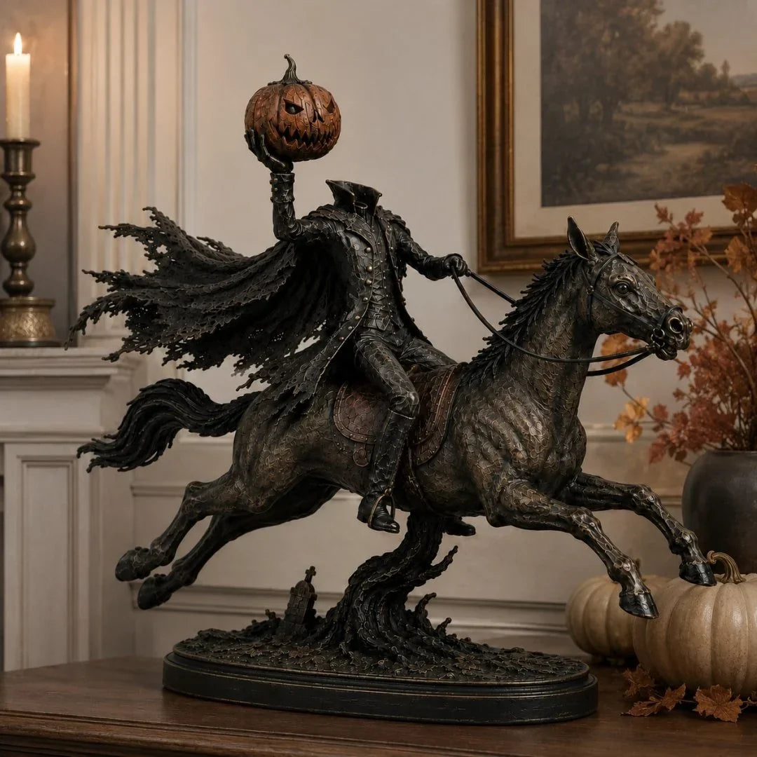 LED figurka Půlnoční honička Bezhlavý jezdec – Halloweenská dekorace