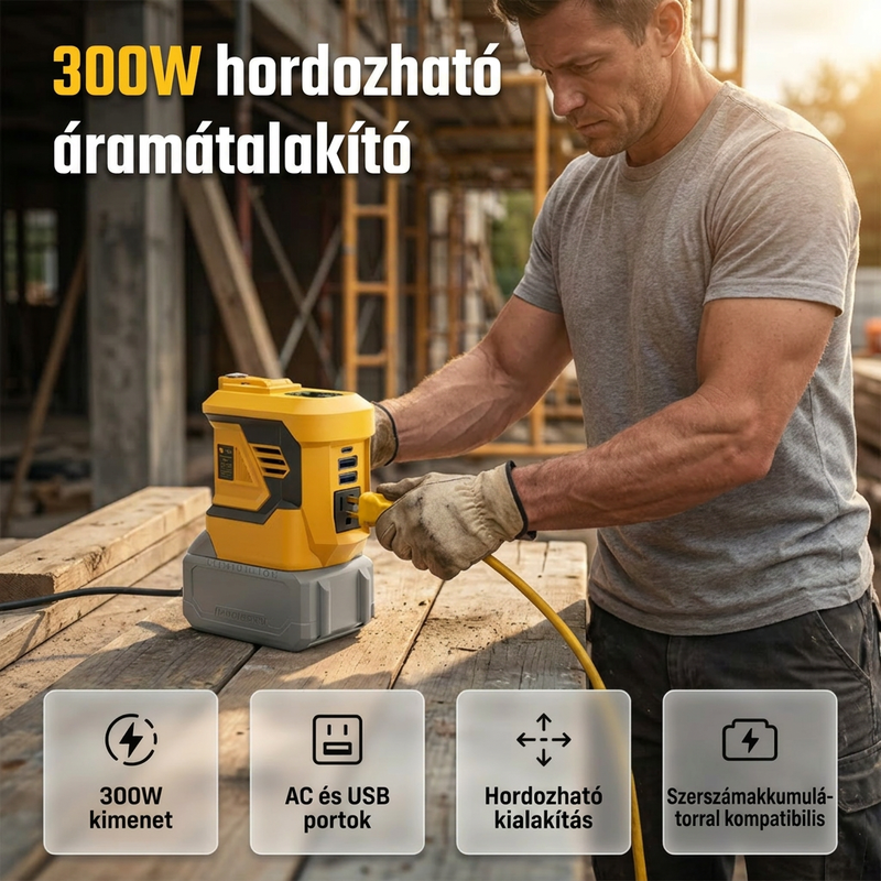 ⚡ Napájejte svá zařízení kdekoli – přenosný měnič napětí 300 W pro 18V baterie nářadí 🔋🛠️