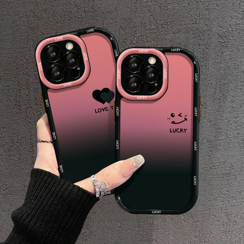 Matný gradientní kryt na iPhone – LOVE YOU & LUCKY Smiley Designs