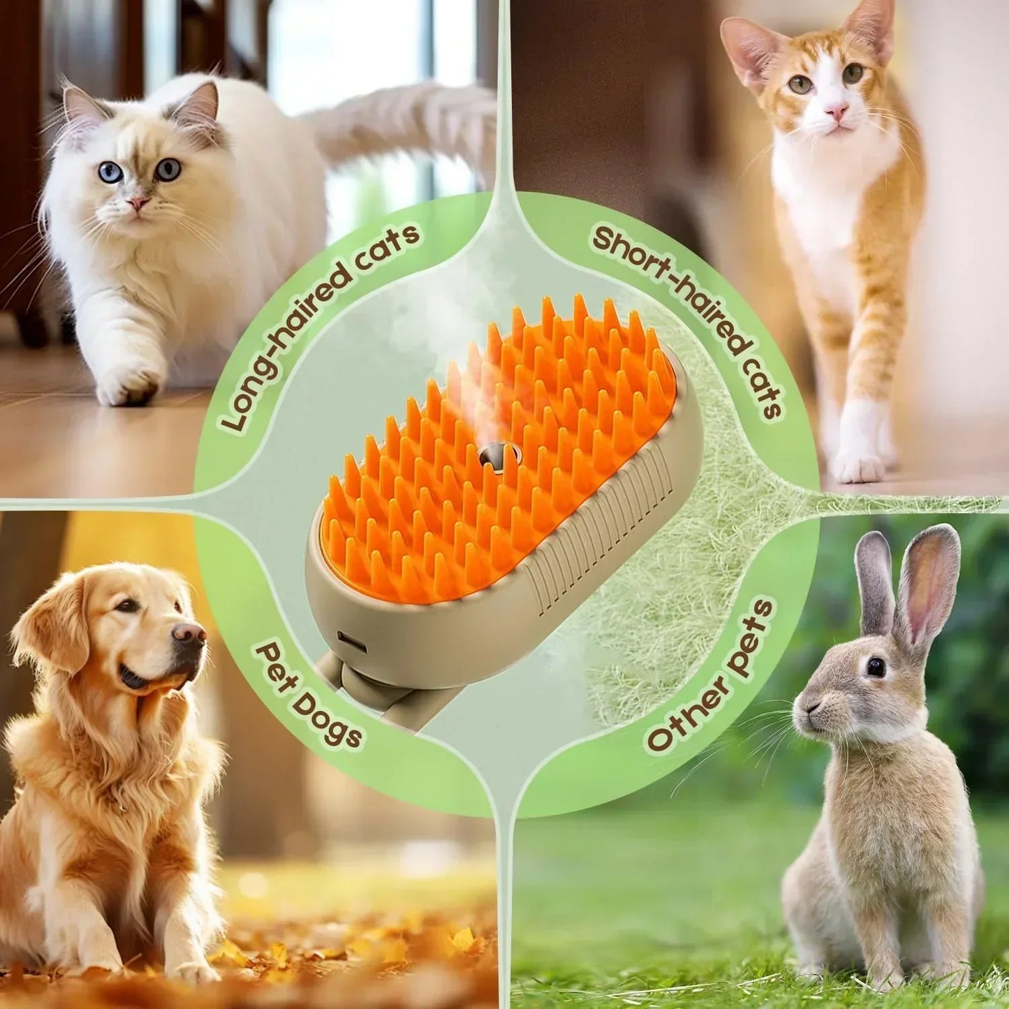 🐱🐶✨3 v 1 parní kartáče pro domácí mazlíčky