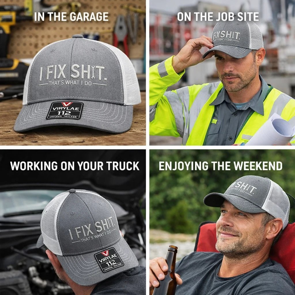 🛠️ Kšiltovka I Fix Shit Trucker – Vtipná čepice mechanika a opraváře