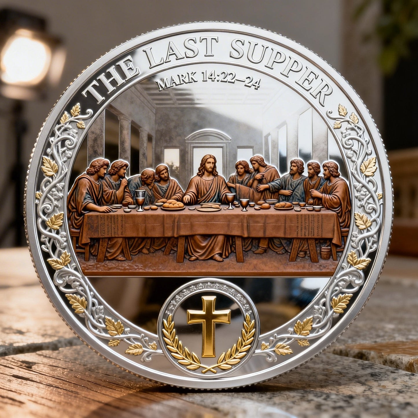 ❤️Poslední den 50% sleva - ✝️ Křesťanská pamětní mince Poslední večeře