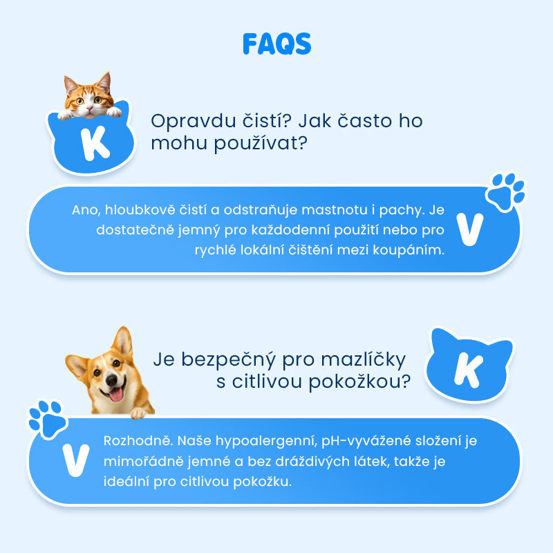 🐱🐈 Jemná rostlinná deodorantová pěna pro domácí mazlíčky
