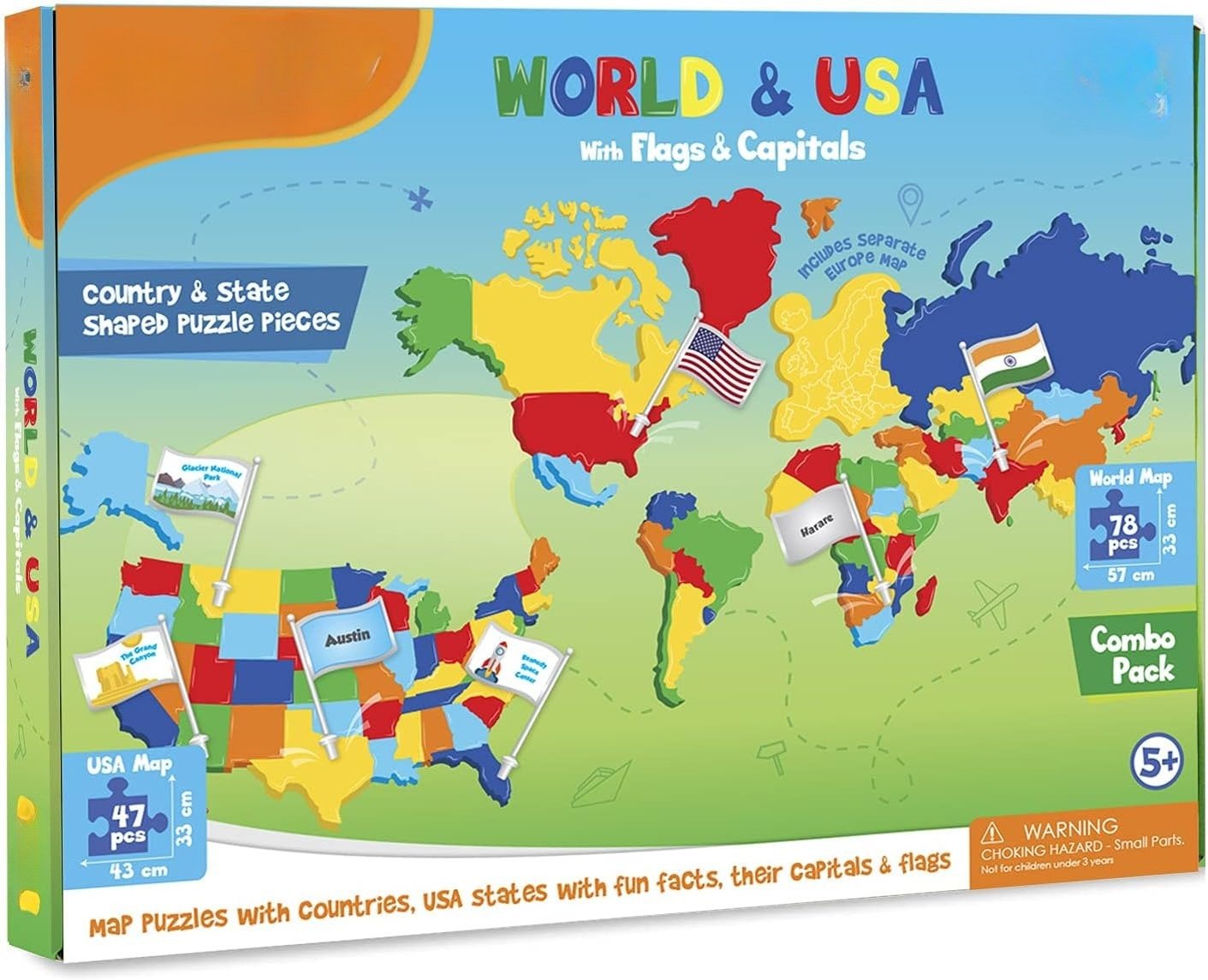 🔥🌍 Sada puzzle s mapou světa a mapou USA