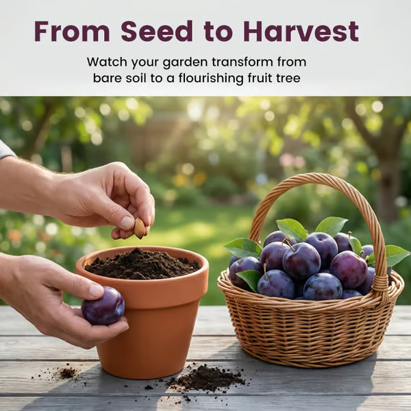 🍑 Roubovaná semínka švestek, geneticky nemodifikovaná, z odrůd heirloom