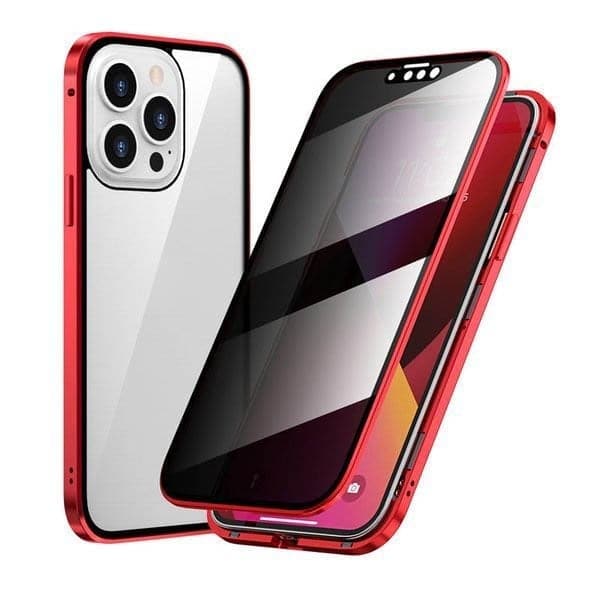 Magnetický kryt na iPhone s antireflexním sklem a kovem