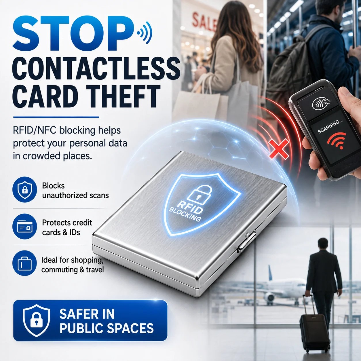 Držák kovových karet s RFID blokováním