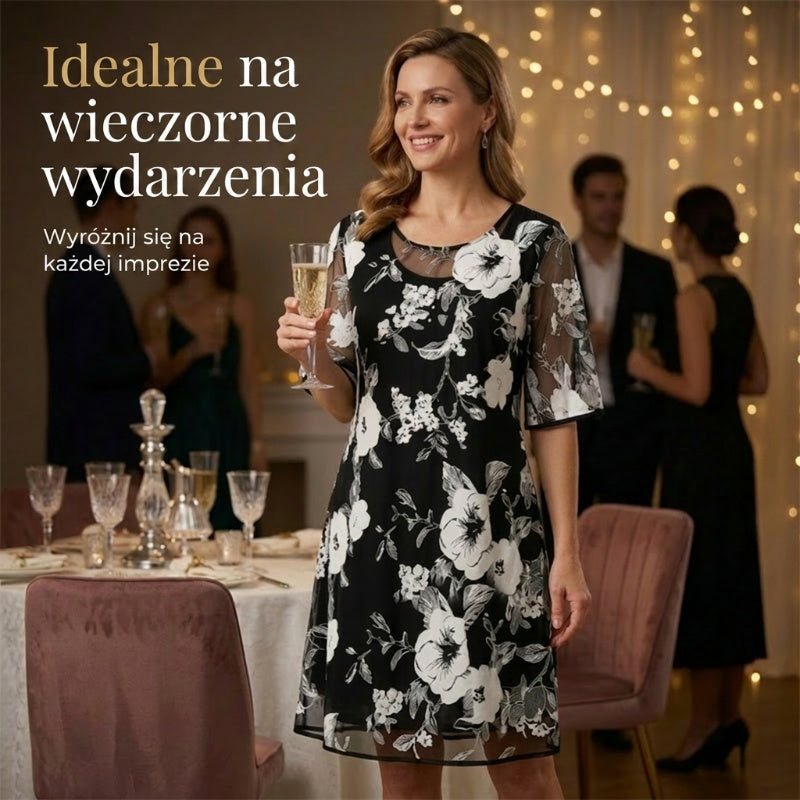 Elegantní dámské šifonové šaty s květinovým vzorem