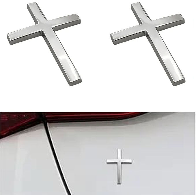 3D kovová nálepka na auto s křížem