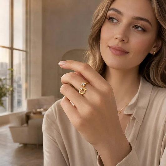⏳Časově omezená sleva 50 %⏰Nastavitelný třpytivý prsten s iniciálami pro ženy💍