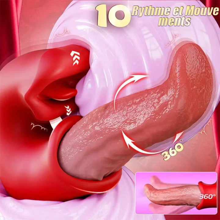 Arabella - vibrační dildo 3 v 1 se stimulací G-bodu, klitorisu a jazyka, voděodolné.