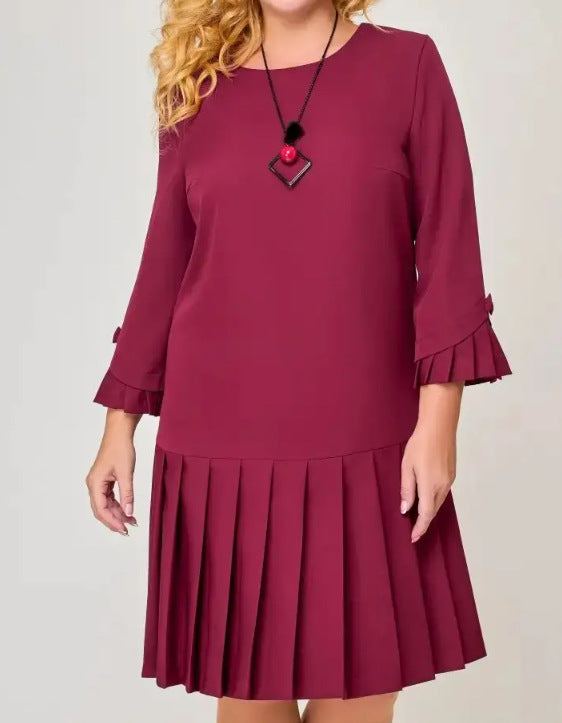 💌[S-5XL]👗Vysoce kvalitní, elegantní šaty v jednobarevné barvě