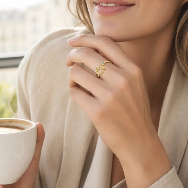 ⏳Časově omezená sleva 50 %⏰Nastavitelný třpytivý prsten s iniciálami pro ženy💍