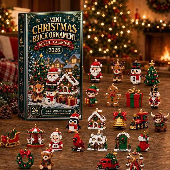 🎄 24denní mini adventní kalendář s vánočními ozdobami | 24 unikátních, svátečních, vlastních designů s poutky na zavěšení – ideální pro zdobení vánočních stromků, věnců a svátečních dekorací 🧱