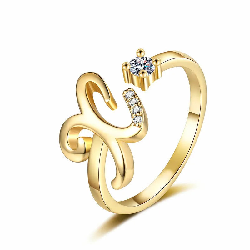 ⏳Časově omezená sleva 50 %⏰Nastavitelný třpytivý prsten s iniciálami pro ženy💍