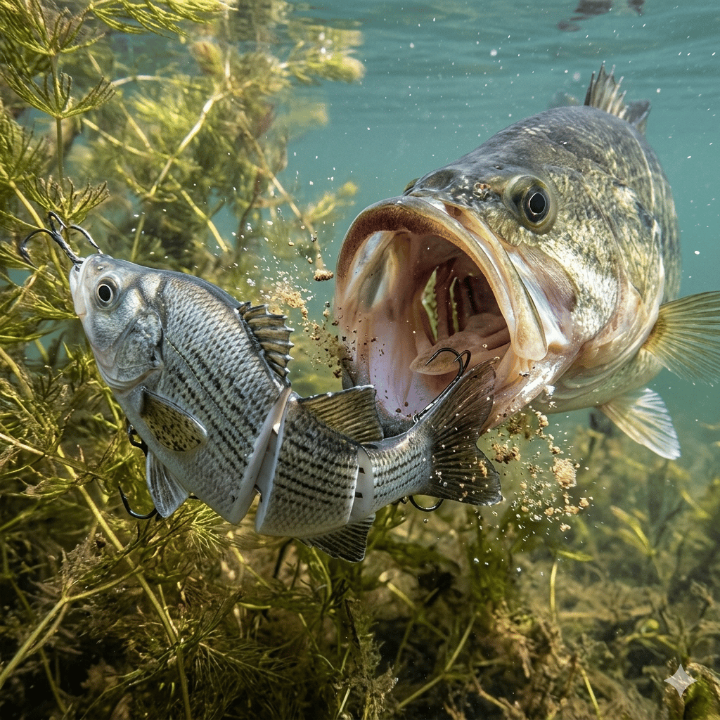 🌊Ovládněte vodu: Ozark Trail 5palcová vícedílná swimbait na bílého okouna🐟