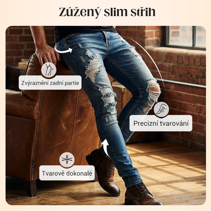 🔥🎁Nová 50% SLEVA🔥Stylové pánské skinny džíny s efektem opotřebení