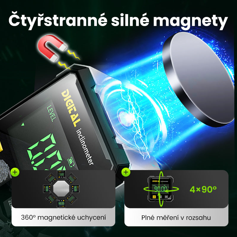 📐4 stranný magnetický digitální úhloměr s laserem