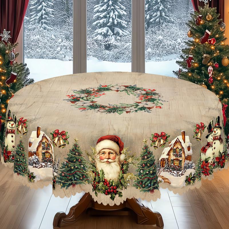 Prémiový vánoční ubrus - okouzlující motiv Santa Clause a soba pro radostné chvíle s rodinou