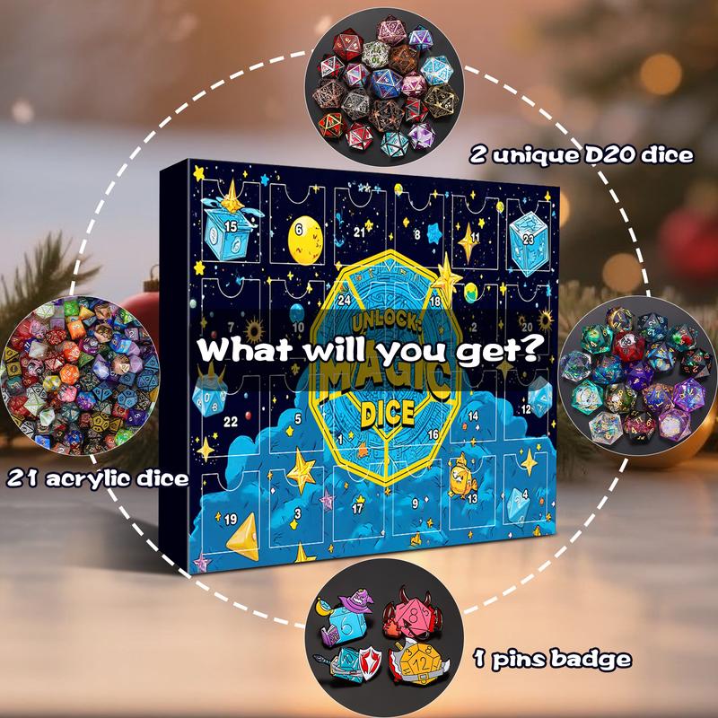 🔥POSLEDNÍ DEN SLEVA 49 % - 🎄🎲Adventní kalendář s vánočními kostkami na rok 2025 - s 24 dírkami, včetně razítka