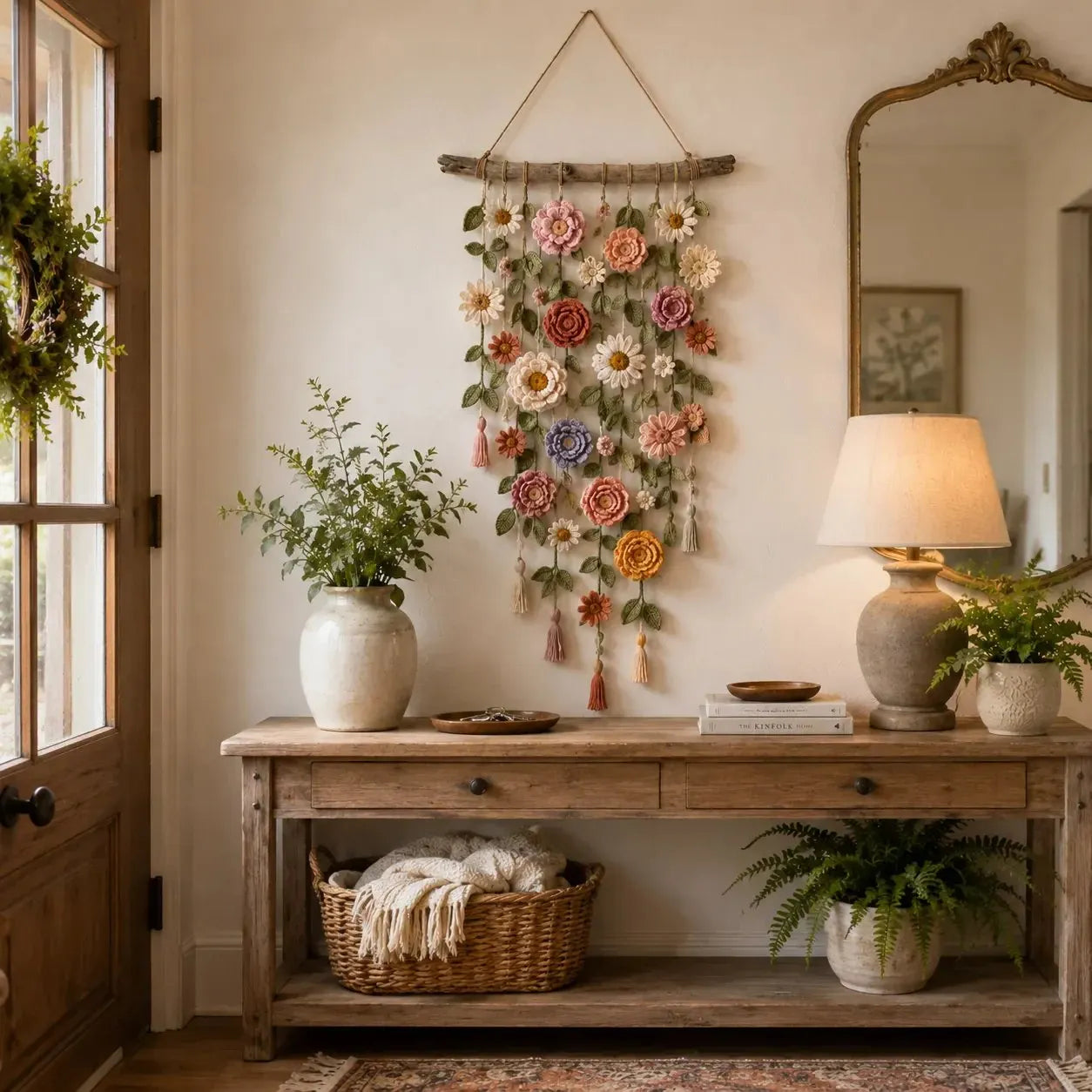 🌸Boho háčkovaná květinová dekorace na zeď