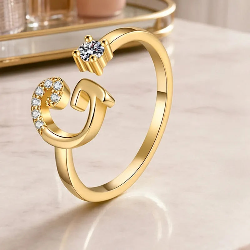 ⏳Časově omezená sleva 50 %⏰Nastavitelný třpytivý prsten s iniciálami pro ženy💍