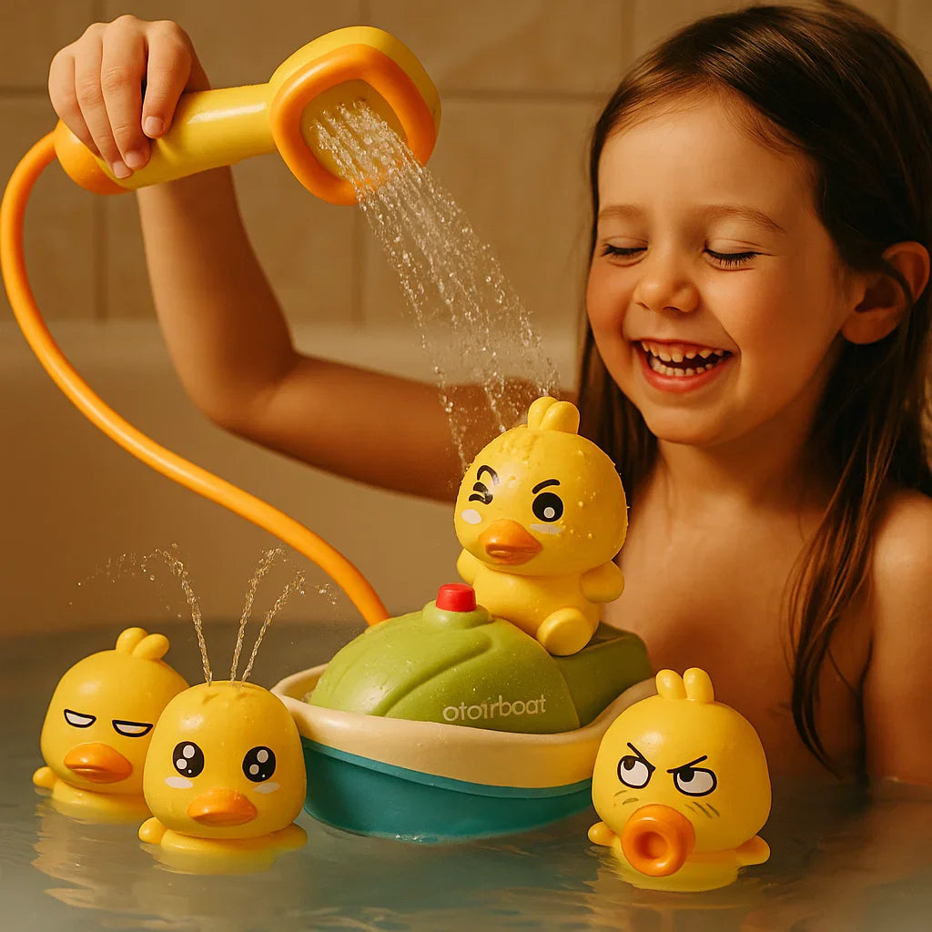🦆 Elektrická vodní hračka s kachní lodičkou – stříkající voda a interaktivní zábava! 💦