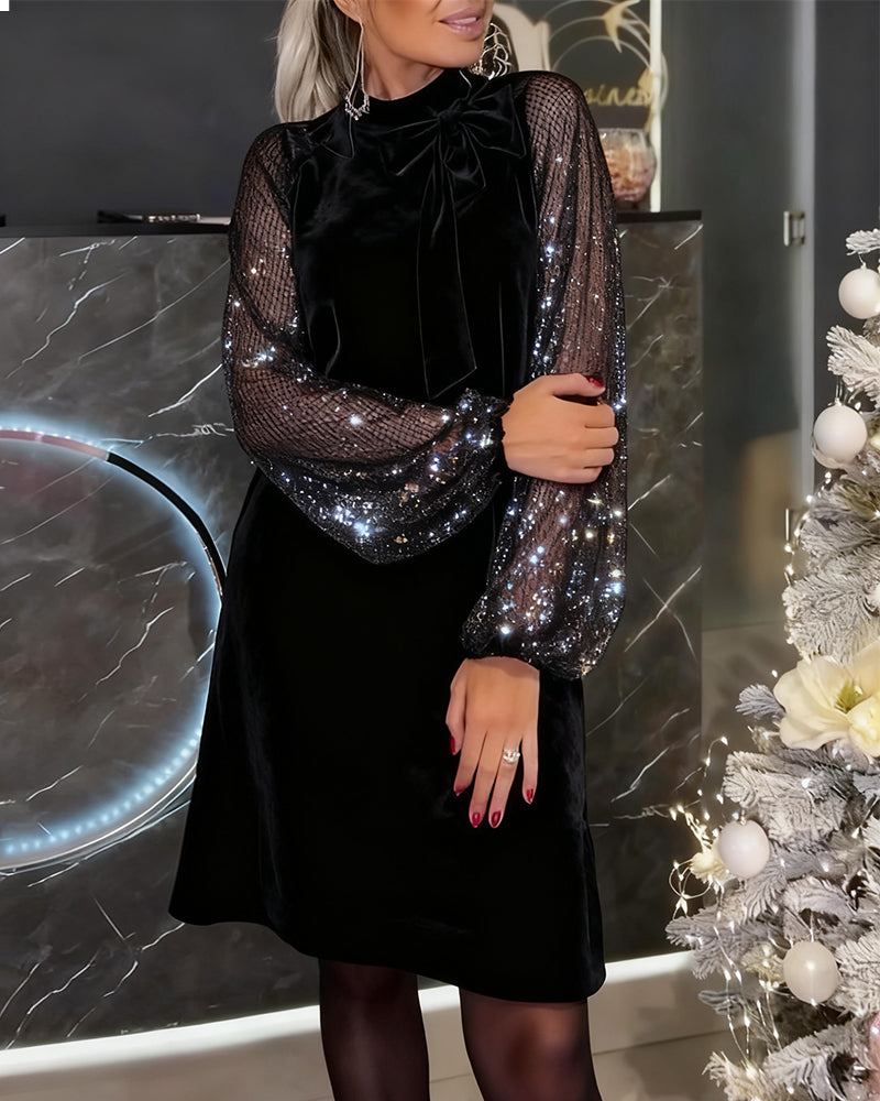 Elegantní šaty s rukávy lucerny a patchworkem