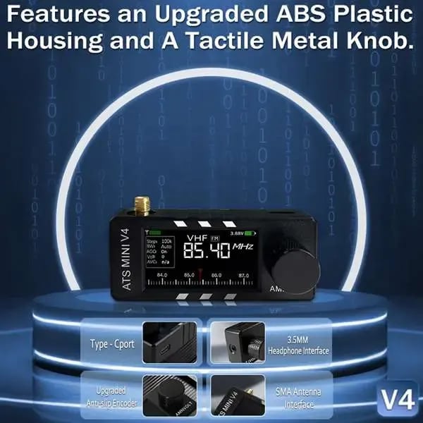 📻Vylepšený rádiový přijímač ATS Mini V4 Si4732 s DSP procesorem pro všechna pásma
