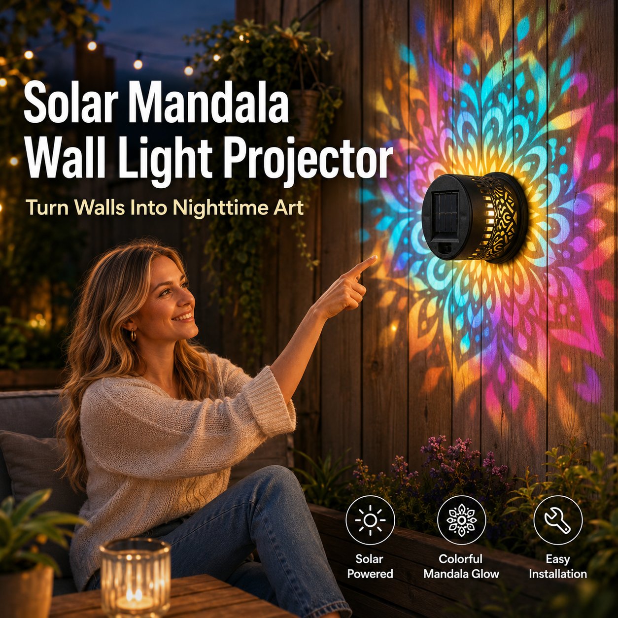 🔥 Omezená sleva 50 % — Solární projektor mandala pro magickou venkovní atmosféru