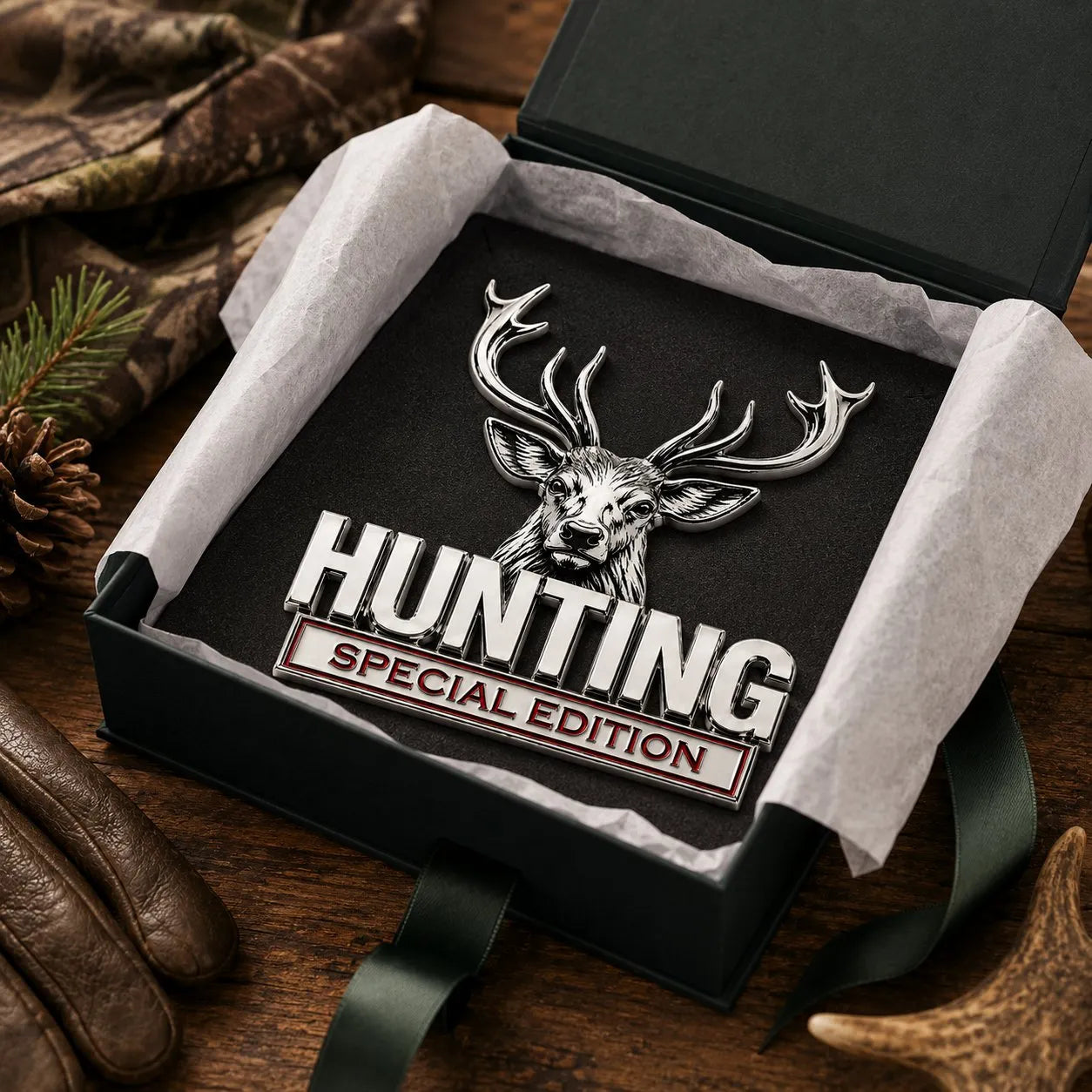 🦌 Speciální edice HUNTING - 3D chromovaný kovový emblém na vaše auto