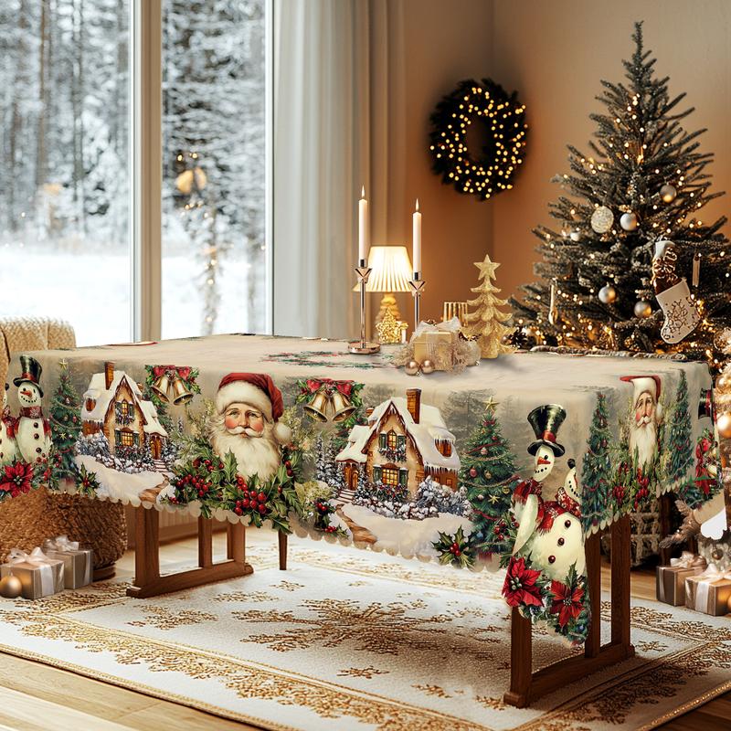 Prémiový vánoční ubrus - okouzlující motiv Santa Clause a soba pro radostné chvíle s rodinou