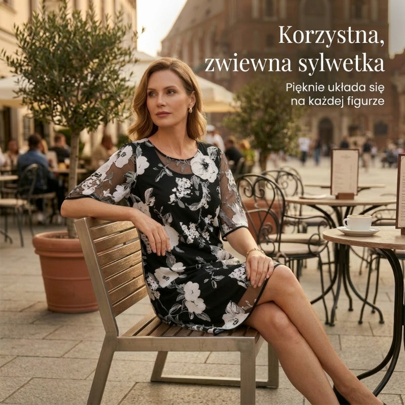 Elegantní dámské šifonové šaty s květinovým vzorem