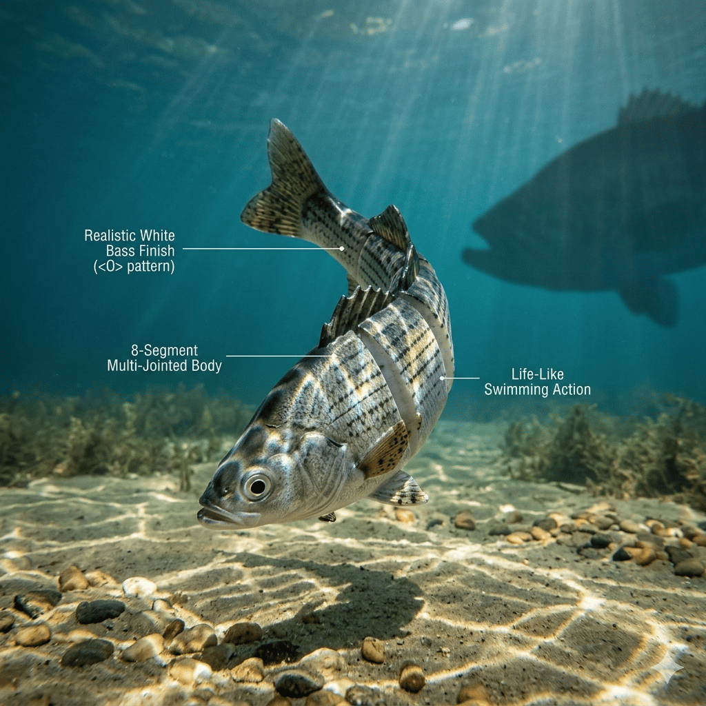 🌊Ovládněte vodu: Ozark Trail 5palcová vícedílná swimbait na bílého okouna🐟