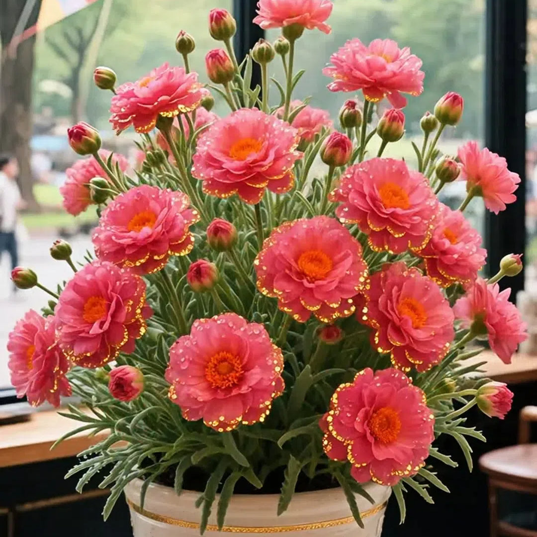 Zlatá krajková portulaka🌸✨ Nádherné dvojité květy pro bezproblémové letní zbarvení