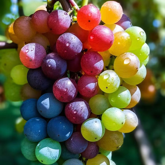 Nová vzácná, duhově zbarvená hybridní organická odrůda vinné révy