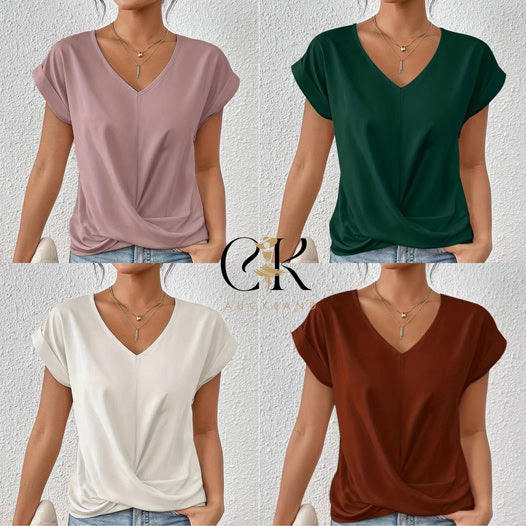 👚Elegantní tričko s výstřihem do V✨