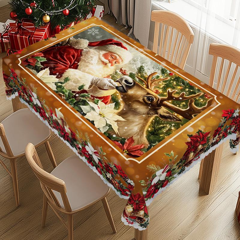 Prémiový vánoční ubrus - okouzlující motiv Santa Clause a soba pro radostné chvíle s rodinou