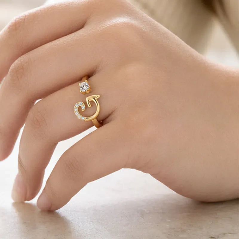 ⏳Časově omezená sleva 50 %⏰Nastavitelný třpytivý prsten s iniciálami pro ženy💍